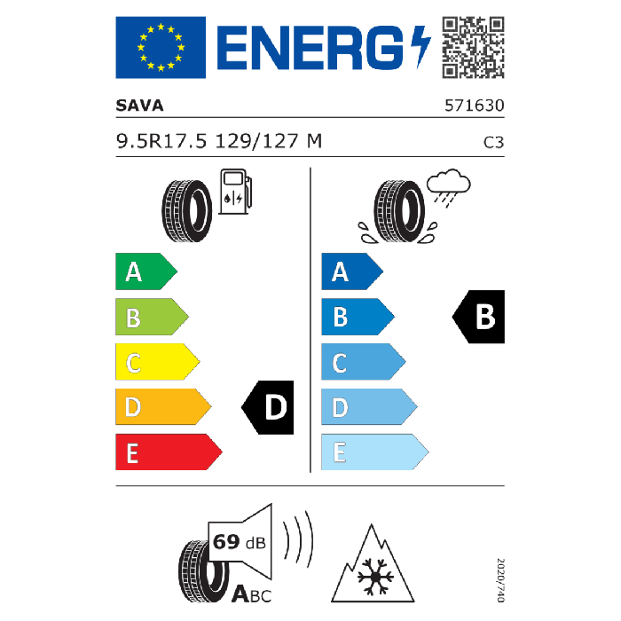 SAVA 9.5 R17.5 COMET PLUS 129/127M M+S 3PSF TL