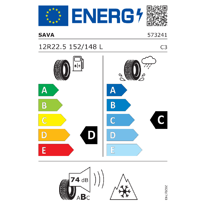 SAVA 12 R22.5 ORJAK O3 PLUS 152/148L M+S 3PSF TL